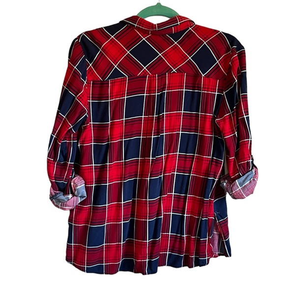 Passport Red and Blue Plaid Button Up Size Large - Picture 6 of 6